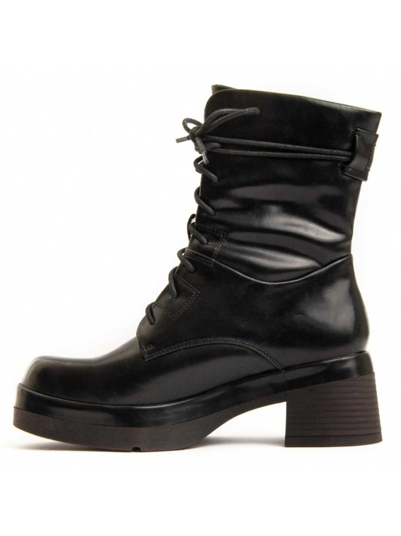Bottine à Talon Matière Synthétique Et Textile Montevita Noir - Kiabi