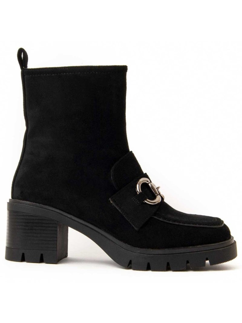 Bottine à Talon Matière Synthétique Et Textile Montevita Noir - Kiabi