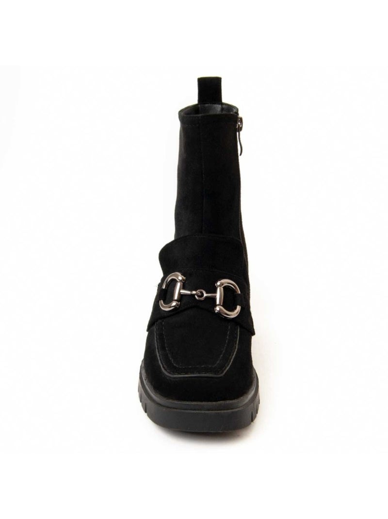 Bottine à Talon Matière Synthétique Et Textile Montevita Noir - Kiabi