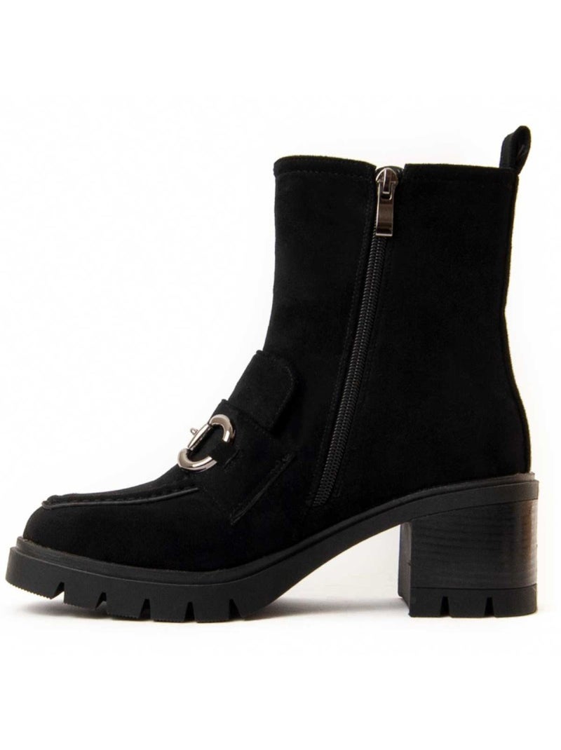 Bottine à Talon Matière Synthétique Et Textile Montevita Noir - Kiabi