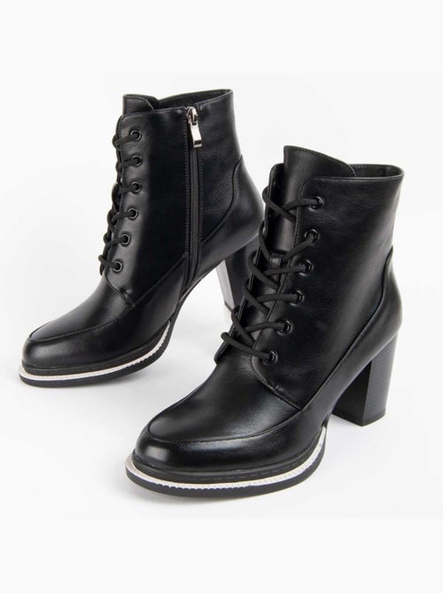 Bottine à Talon Matière Synthétique Et Textile Montevita - Kiabi