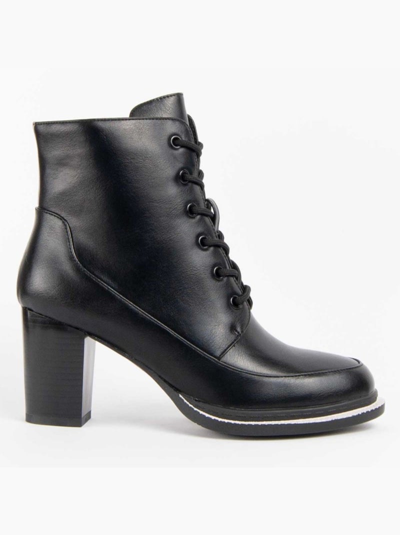 Bottine à Talon Matière Synthétique Et Textile Montevita Noir - Kiabi