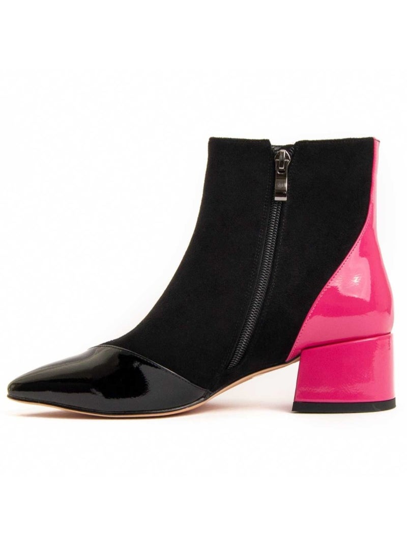 Bottine à Talon Matière Synthétique Et Textile Montevita Noir - Kiabi