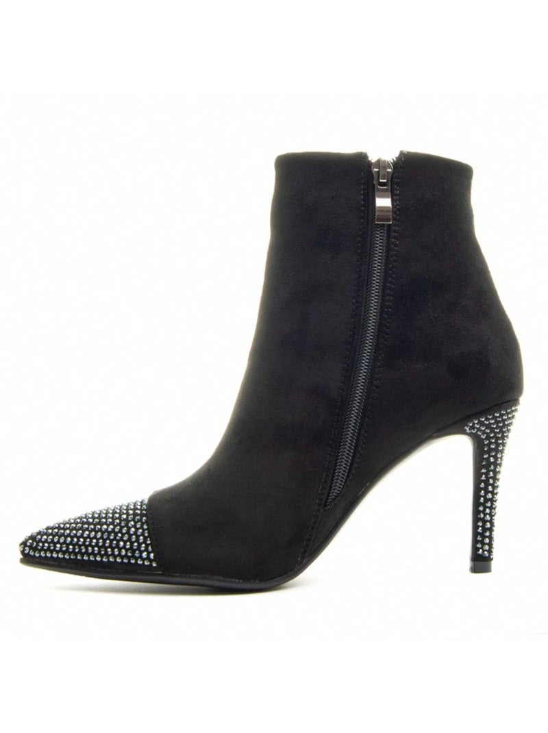 Bottine à Talon Matière Synthétique Et Textile Montevita Noir - Kiabi