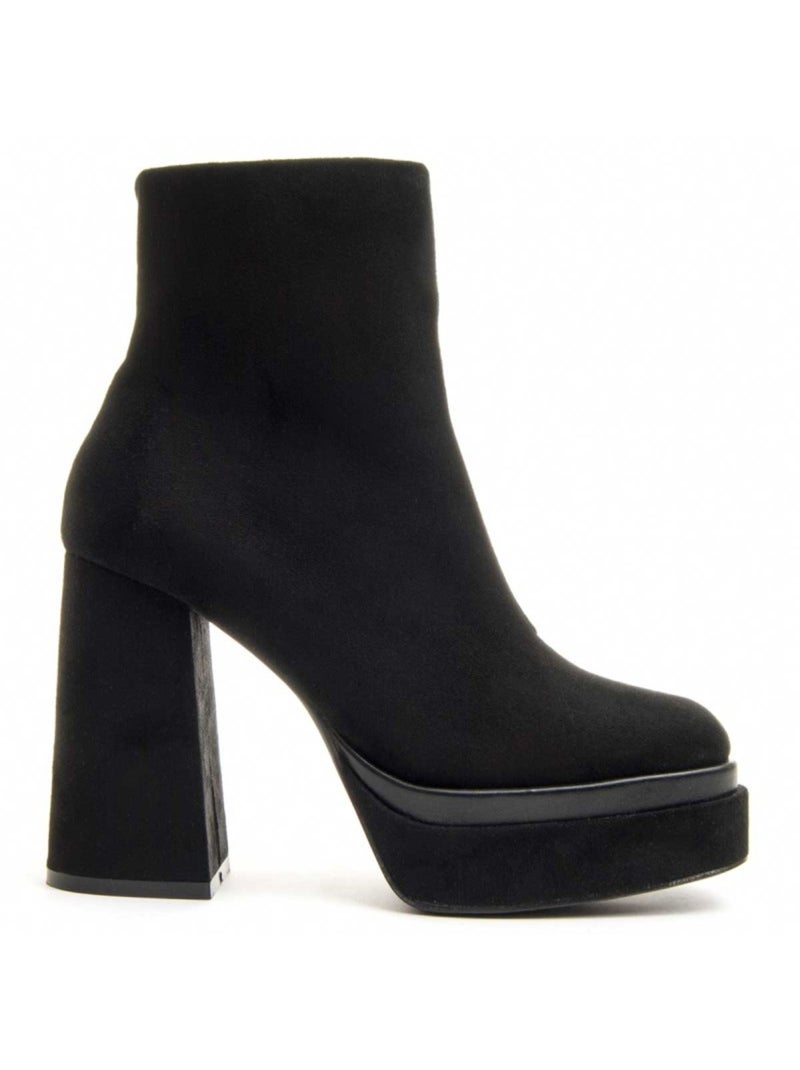 Bottine à Talon Matière Synthétique Et Textile Montevita Noir - Kiabi