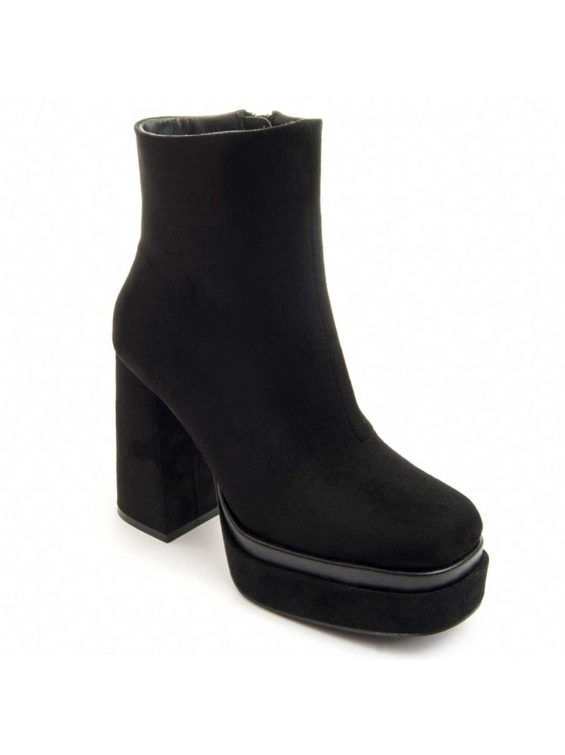 Bottine à Talon Matière Synthétique Et Textile Montevita Noir - Kiabi