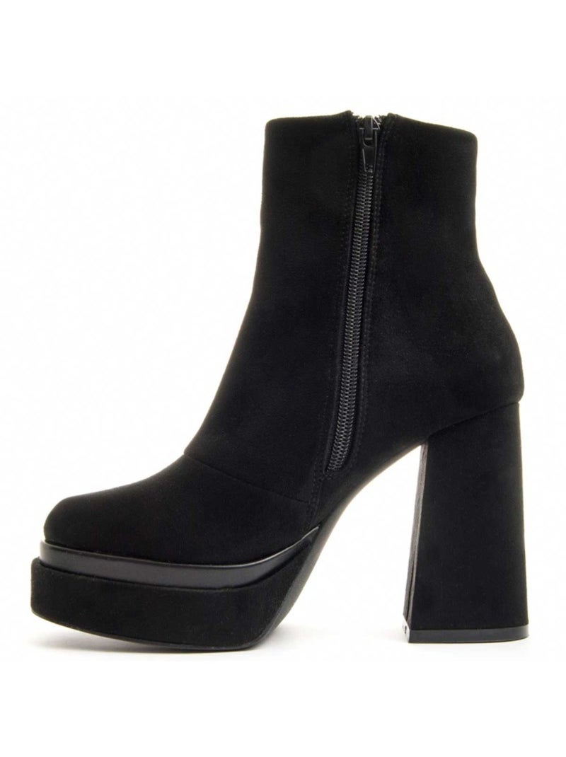 Bottine à Talon Matière Synthétique Et Textile Montevita Noir - Kiabi