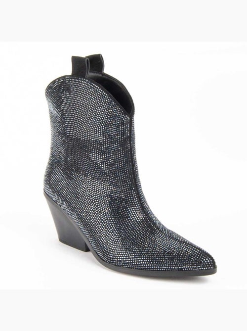 Bottine à Talon Matière Synthétique Et Textile Montevita - Kiabi