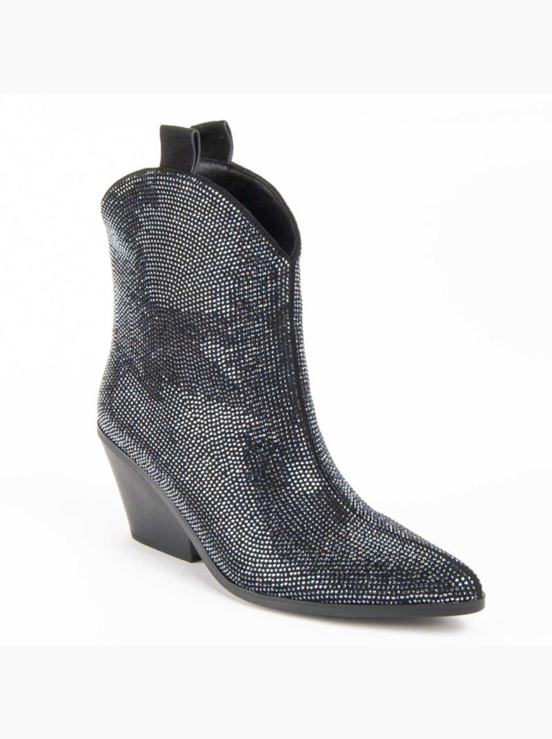 Bottine à Talon Matière Synthétique Et Textile Montevita Noir - Kiabi