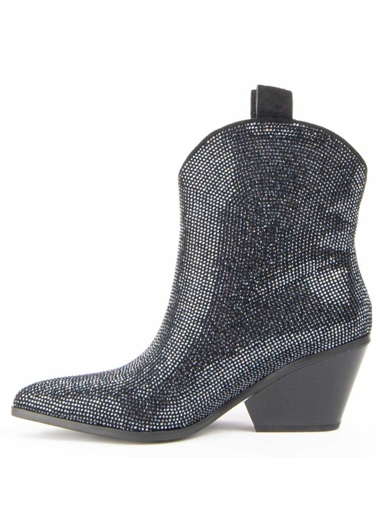 Bottine à Talon Matière Synthétique Et Textile Montevita Noir - Kiabi