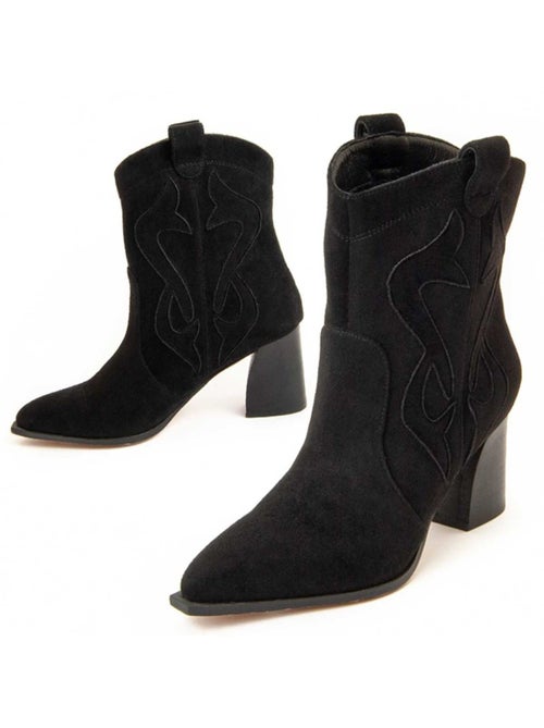 Bottine à Talon Matière Synthétique Et Textile Montevita - Kiabi