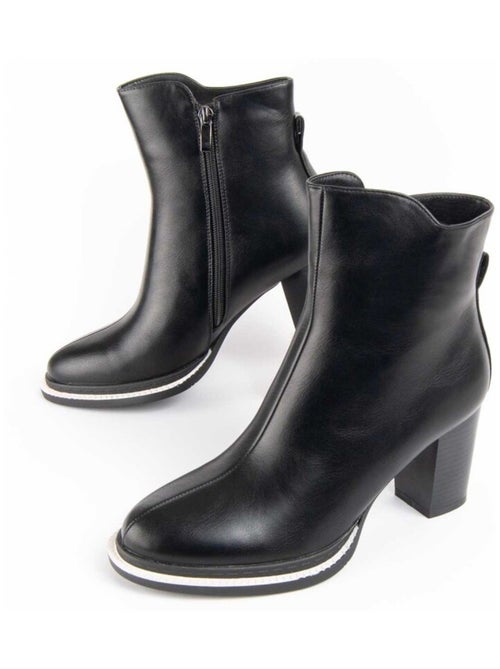 Bottine à Talon Matière Synthétique Et Textile Montevita - Kiabi