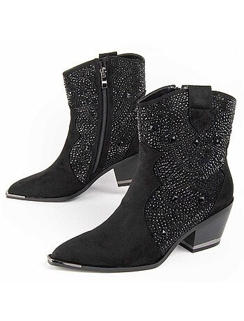 Bottine à Talon Matière Synthétique Et Textile Montevita