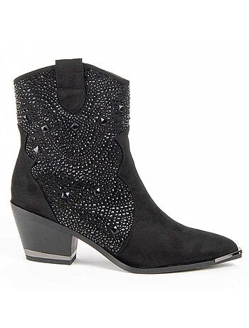 Bottine à Talon Matière Synthétique Et Textile Montevita