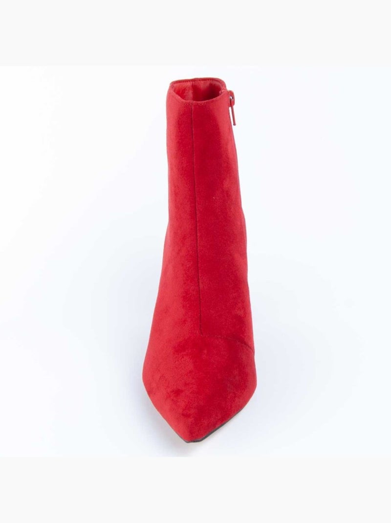 Bottine à Talon Matière Synthétique Et Textile Montevita Rouge - Kiabi