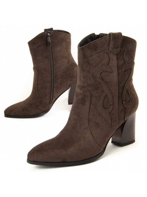 Bottine à Talon Matière Synthétique Et Textile Montevita - Kiabi