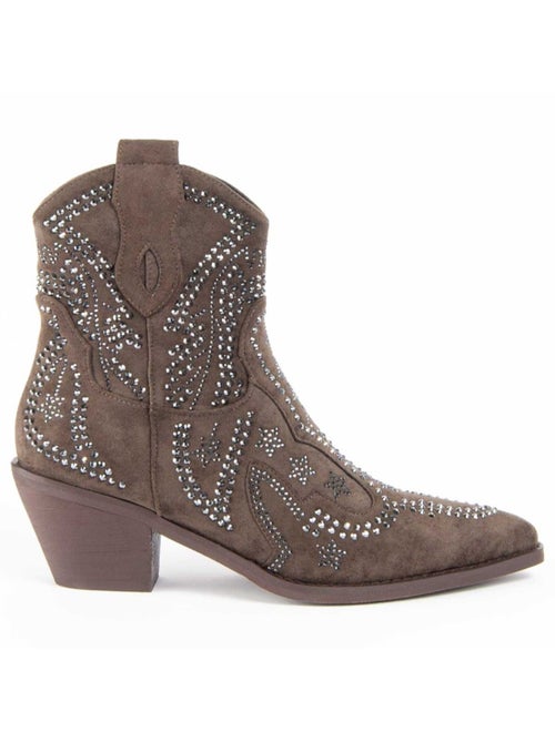 Bottine à Talon Matière Synthétique Et Textile Montevita - Kiabi