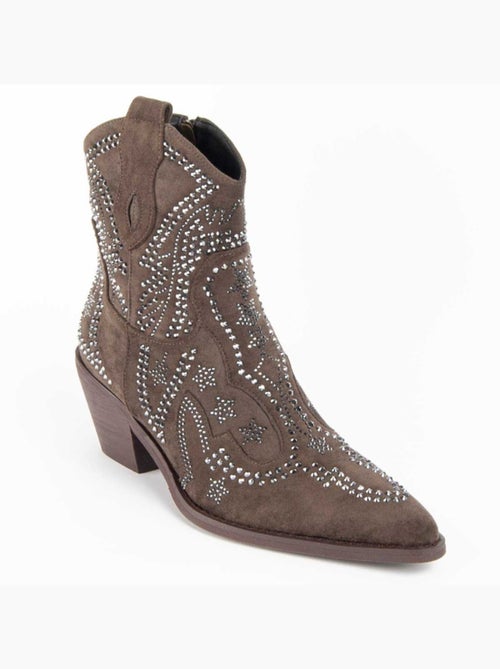 Bottine à Talon Matière Synthétique Et Textile Montevita - Kiabi