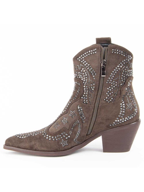 Bottine à Talon Matière Synthétique Et Textile Montevita - Kiabi