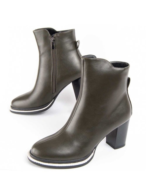 Bottine à Talon Matière Synthétique Et Textile Montevita - Kiabi