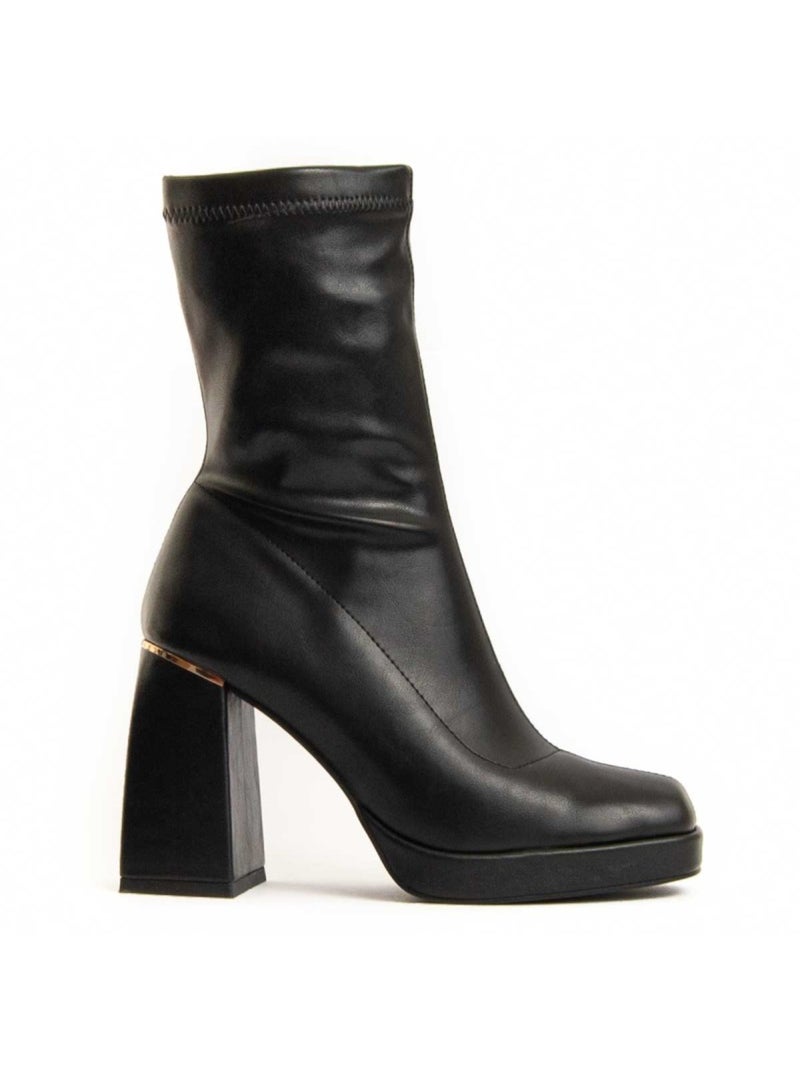 Bottine à Talon Matières Synthétiques Et Textile Montevita Noir - Kiabi