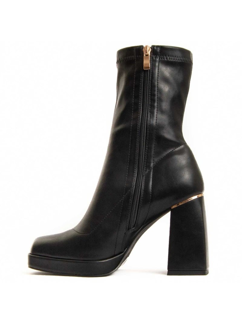 Bottine à Talon Matières Synthétiques Et Textile Montevita Noir - Kiabi