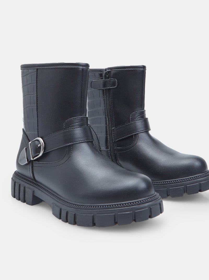 Bottine avec boucle et imprimé crocodile Bata Noir - Kiabi