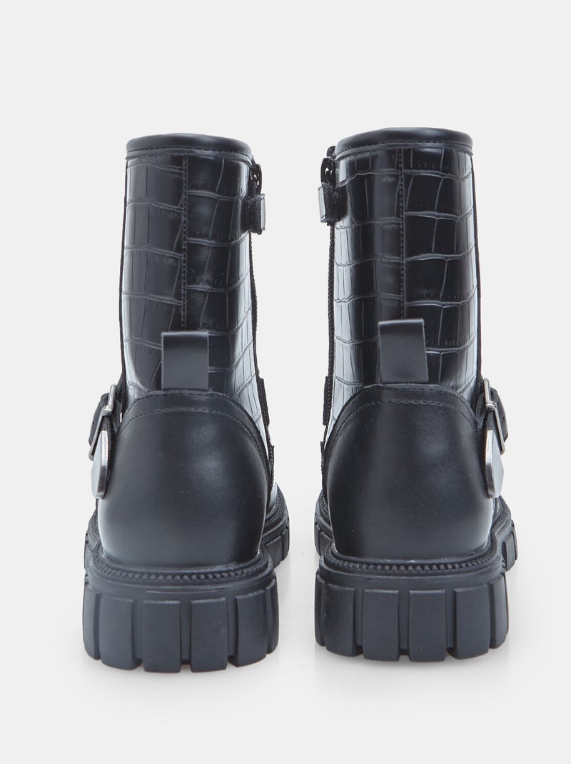 Bottine avec boucle et imprimé crocodile Bata Noir - Kiabi