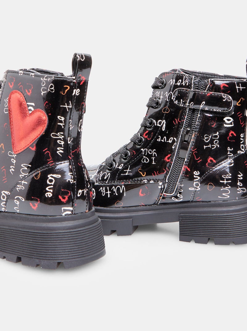 Bottine avec coeur BATA Noir - Kiabi