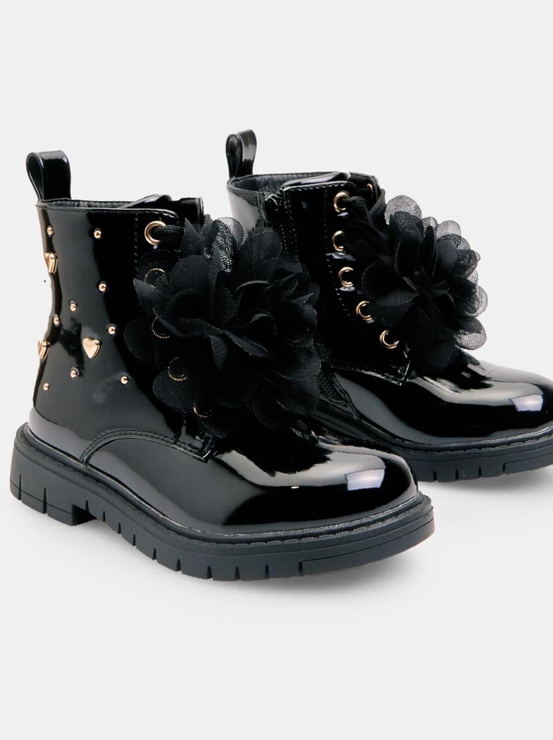 Bottine Bubblegummers avec coeurs et accessoire amovible BATA Noir - Kiabi