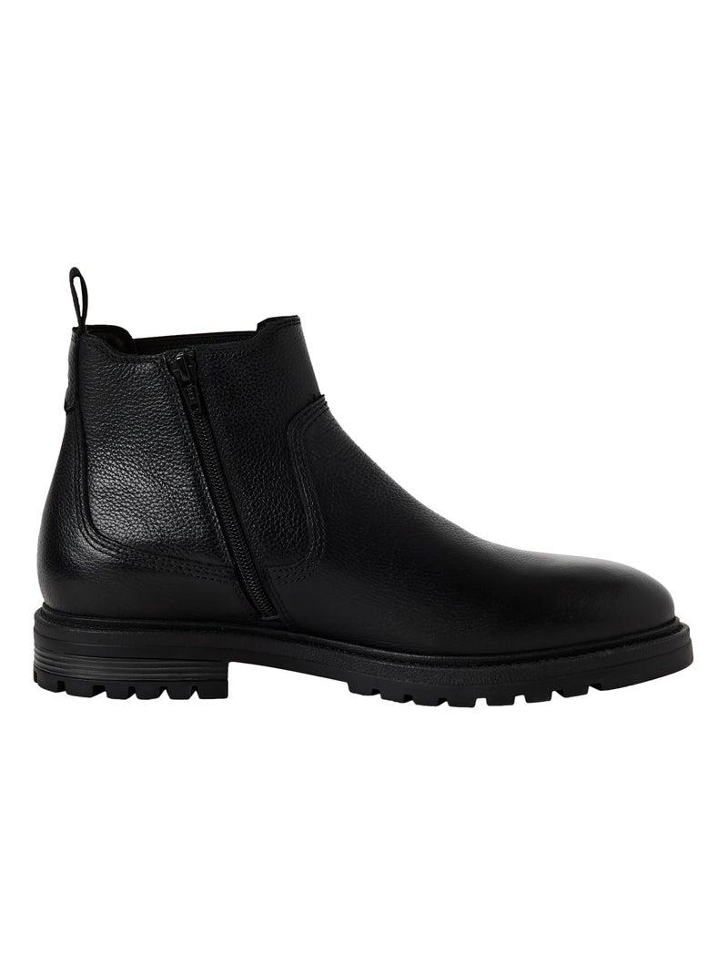 Bottine Chelsea Cuir Tamaris Noir - Kiabi