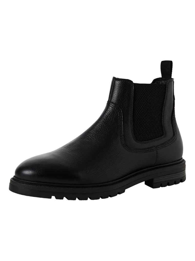 Bottine Chelsea Cuir Tamaris Noir - Kiabi
