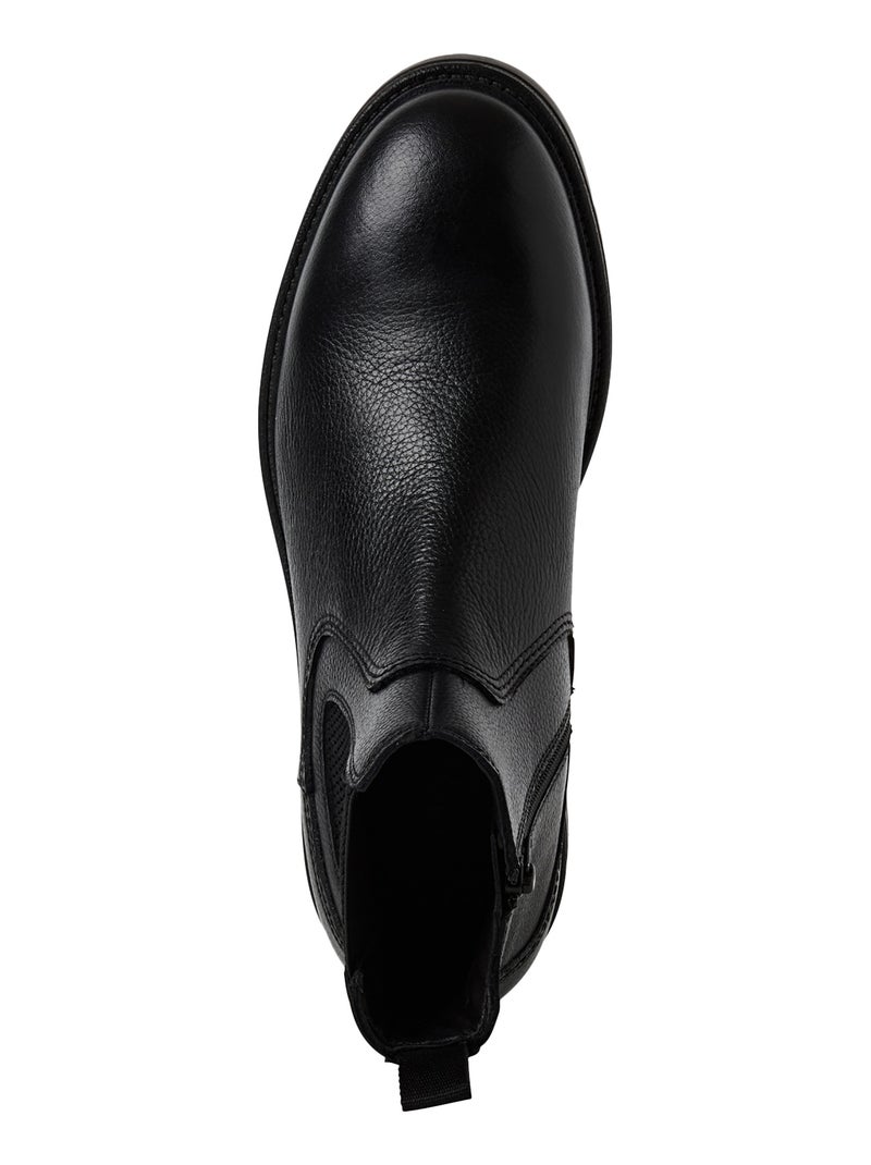 Bottine Chelsea Cuir Tamaris Noir - Kiabi