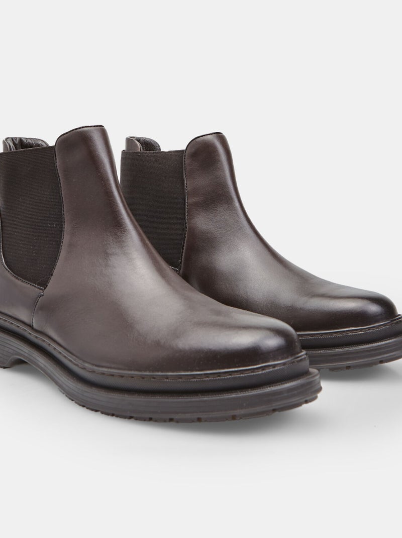 Bottine Chelsea en cuir Bata Marron - Kiabi
