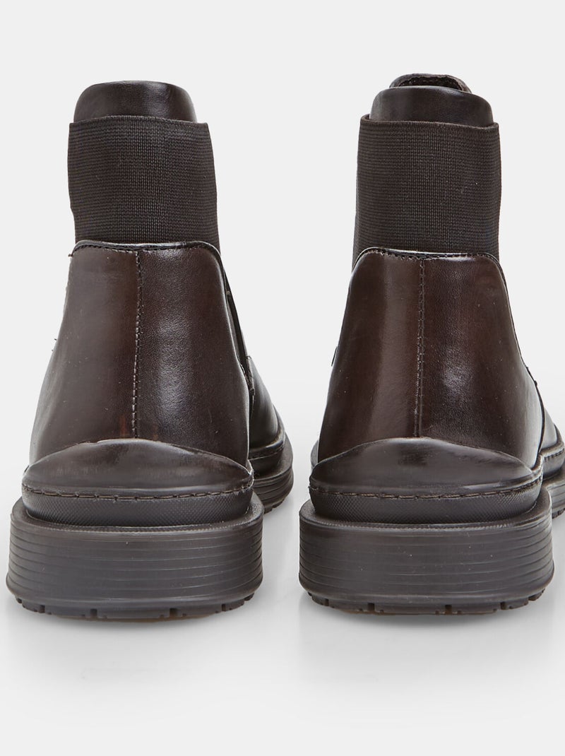 Bottine Chelsea en cuir Bata Marron - Kiabi