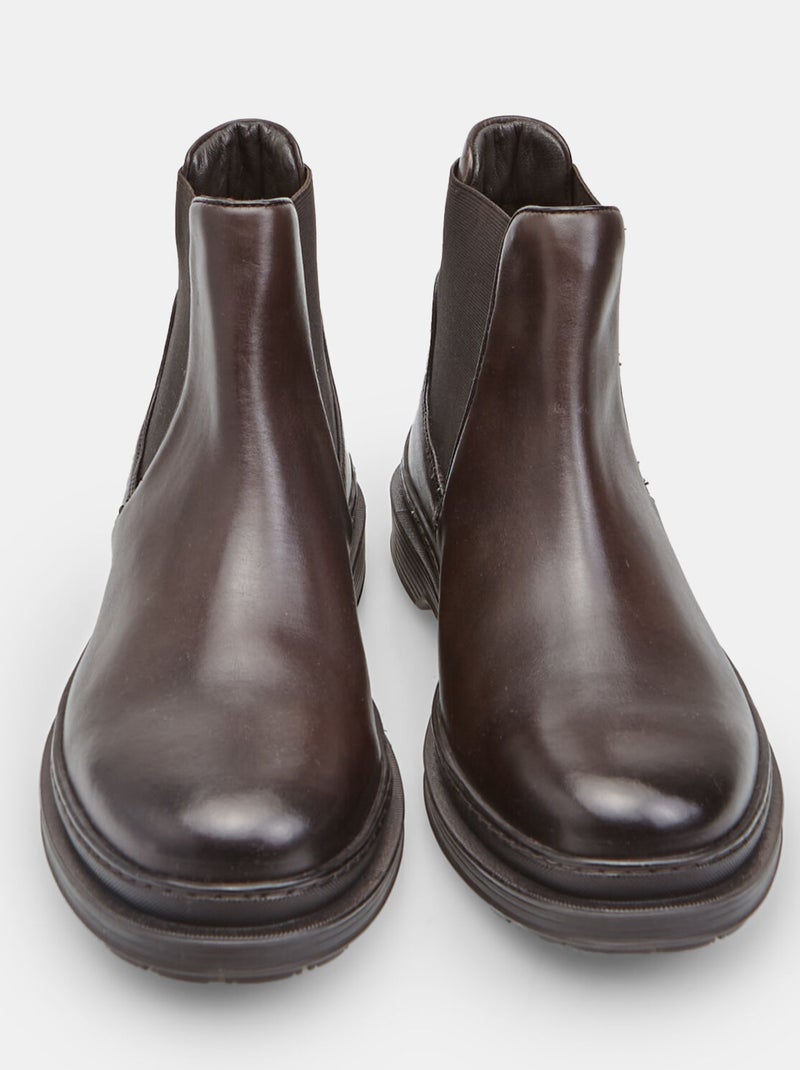 Bottine Chelsea en cuir Bata Marron - Kiabi