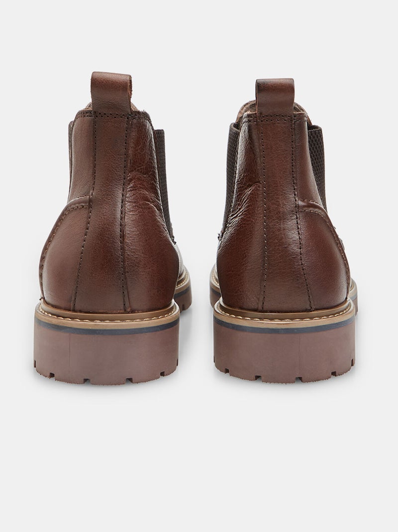 Bottine Chelsea en cuir Bata Marron - Kiabi