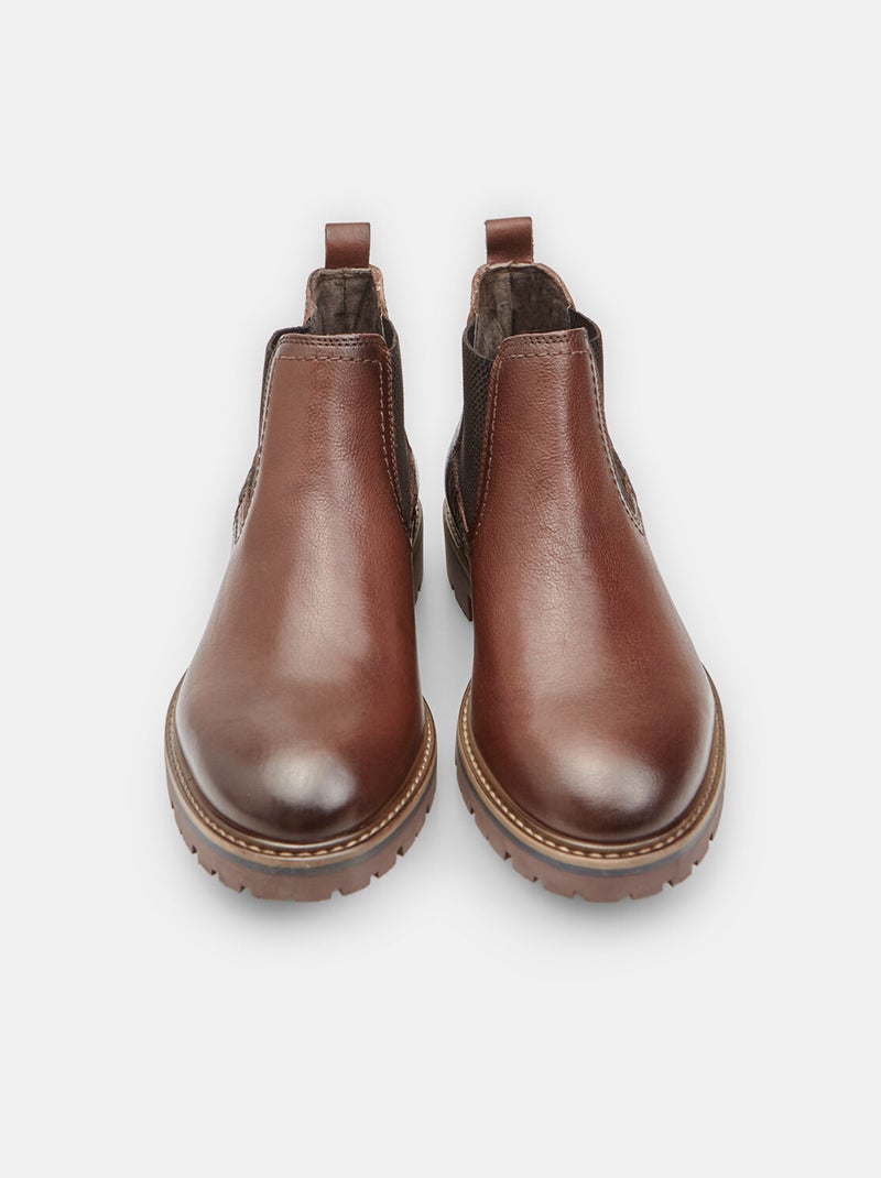 Bottine Chelsea en cuir Bata Marron - Kiabi