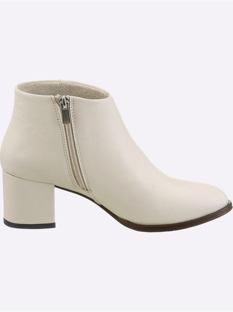 Bottine Courte Cuir D'agneau Nappa Très Doux - Taille Standard - Helline Crème - Kiabi