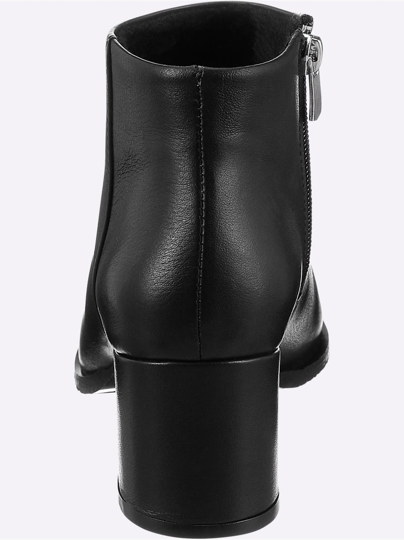 Bottine Courte Cuir D'agneau Nappa Très Doux - Taille Standard - Helline Noir - Kiabi