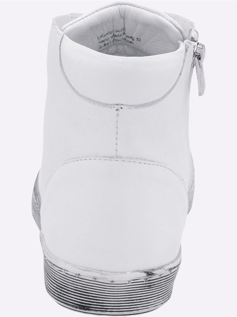 Bottine Courte Cuir Nappa De Vache - Taille Standard - Helline Blanc Multicolore - Kiabi