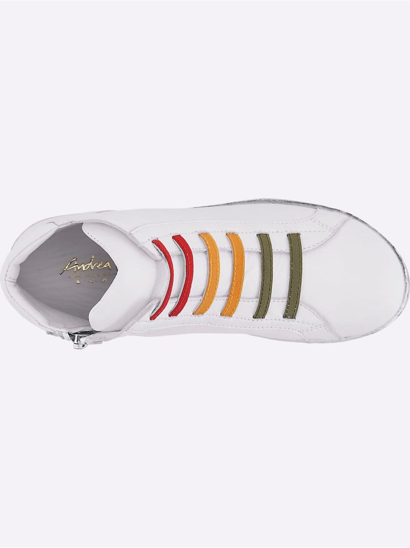 Bottine Courte Cuir Nappa De Vache - Taille Standard - Helline Blanc Multicolore - Kiabi