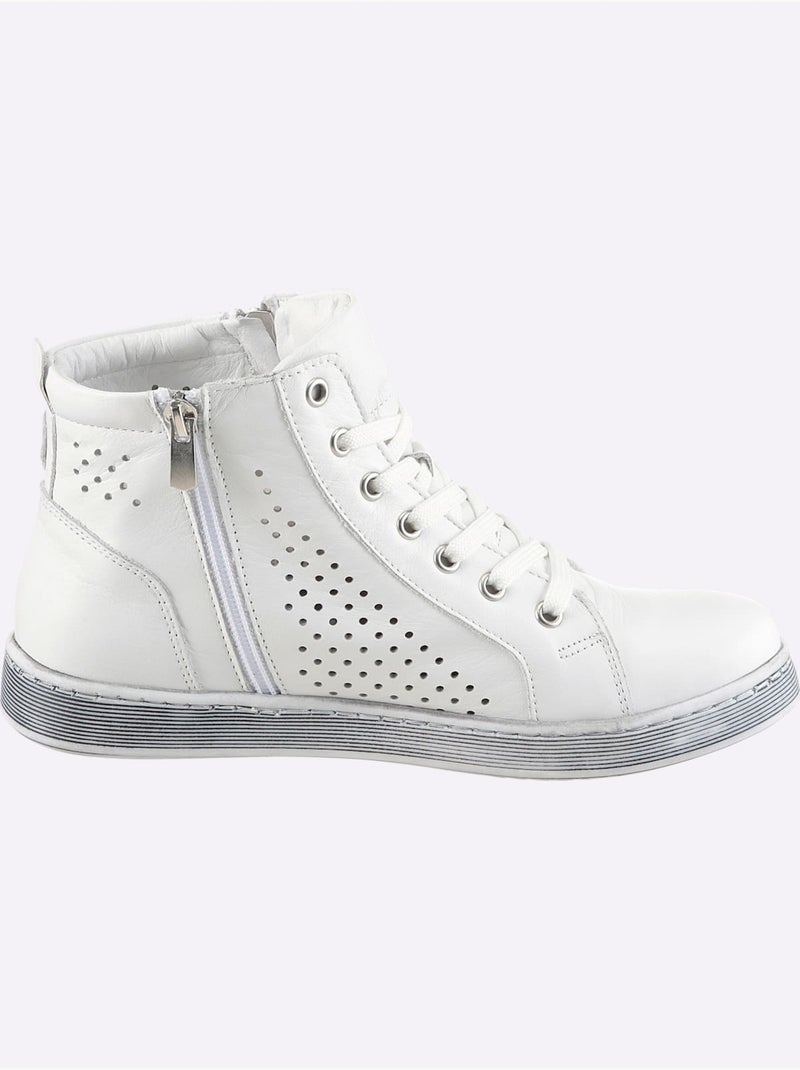 Bottine Courte Cuir Nappa De Vache - Taille Standard - Helline Blanc - Kiabi