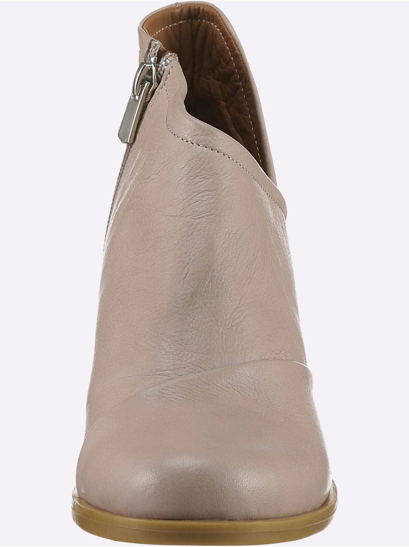 Bottine Courte Cuir Nappa De Vache - Taille Standard - Helline Gris taupe - Kiabi