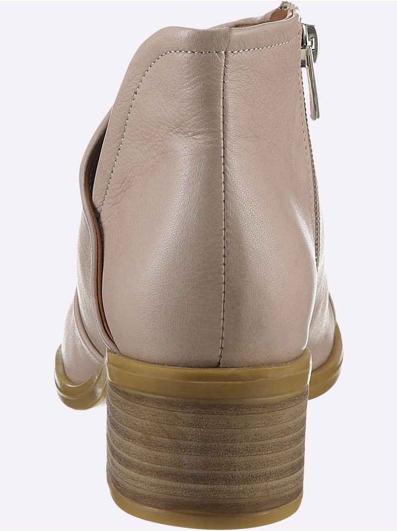 Bottine Courte Cuir Nappa De Vache - Taille Standard - Helline Gris taupe - Kiabi