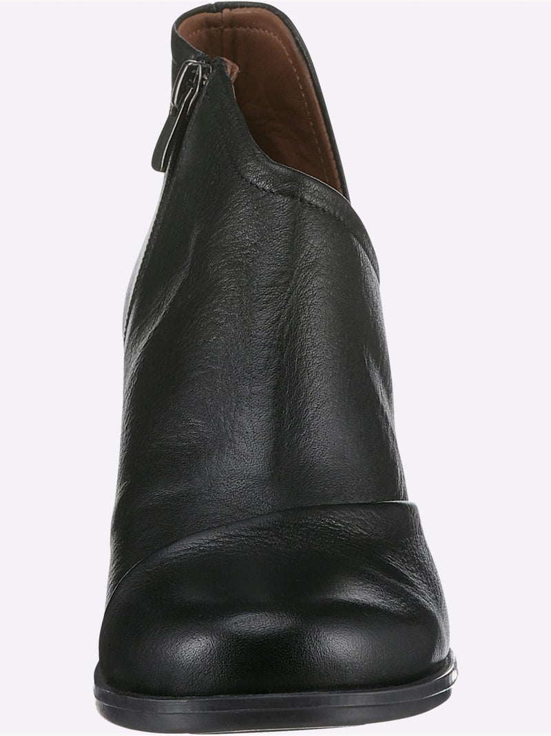Bottine Courte Cuir Nappa De Vache - Taille Standard - Helline Noir - Kiabi