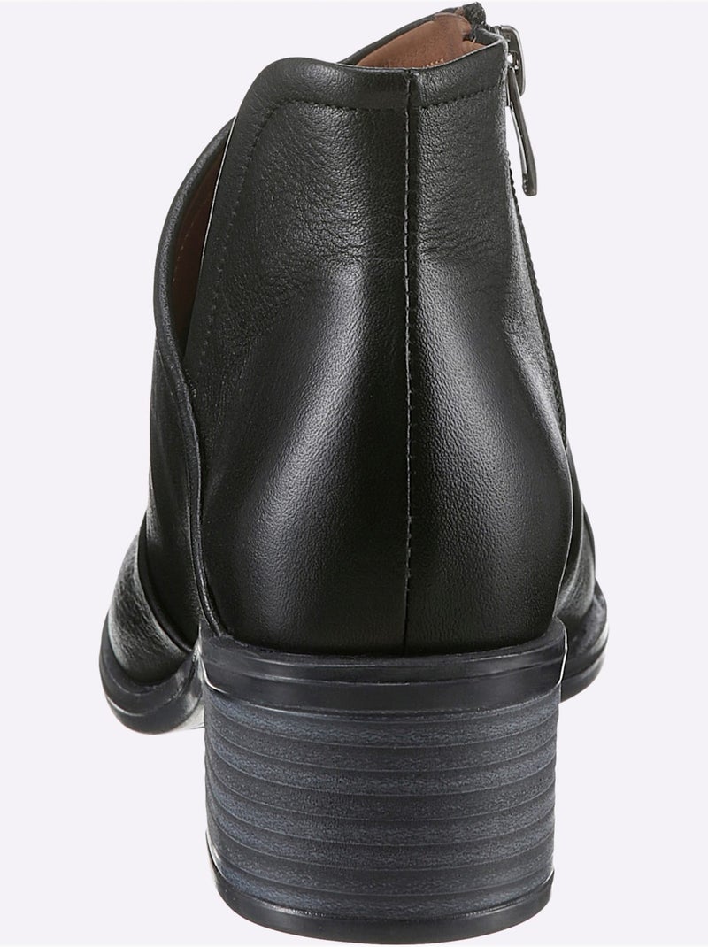 Bottine Courte Cuir Nappa De Vache - Taille Standard - Helline Noir - Kiabi