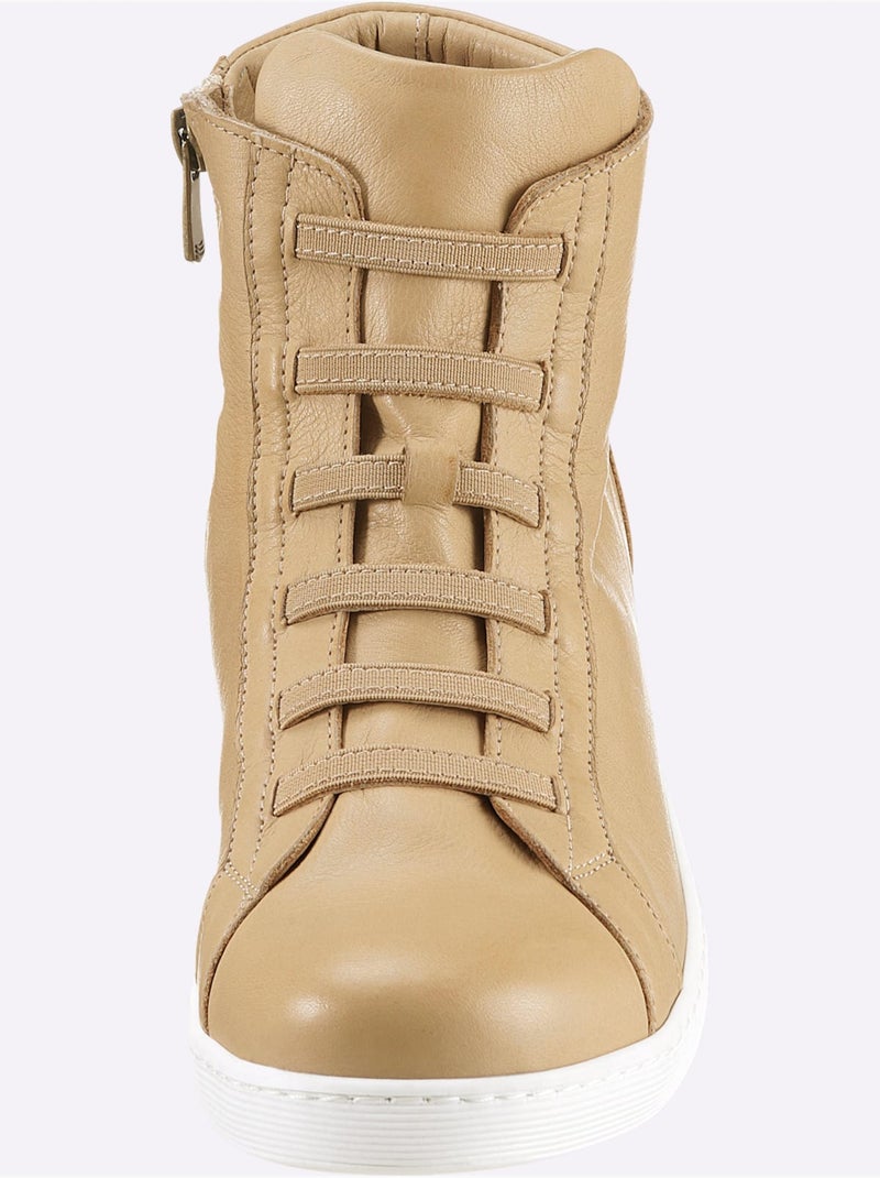 Bottine Courte Cuir Nappa De Vache - Taille Standard - Helline Sable - Kiabi
