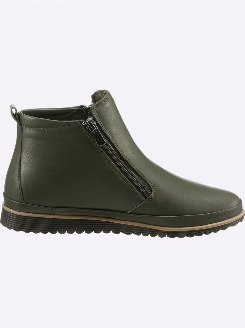 Bottine Courte Cuir Nappa De Vache - Taille Standard - Helline Vert olive - Kiabi