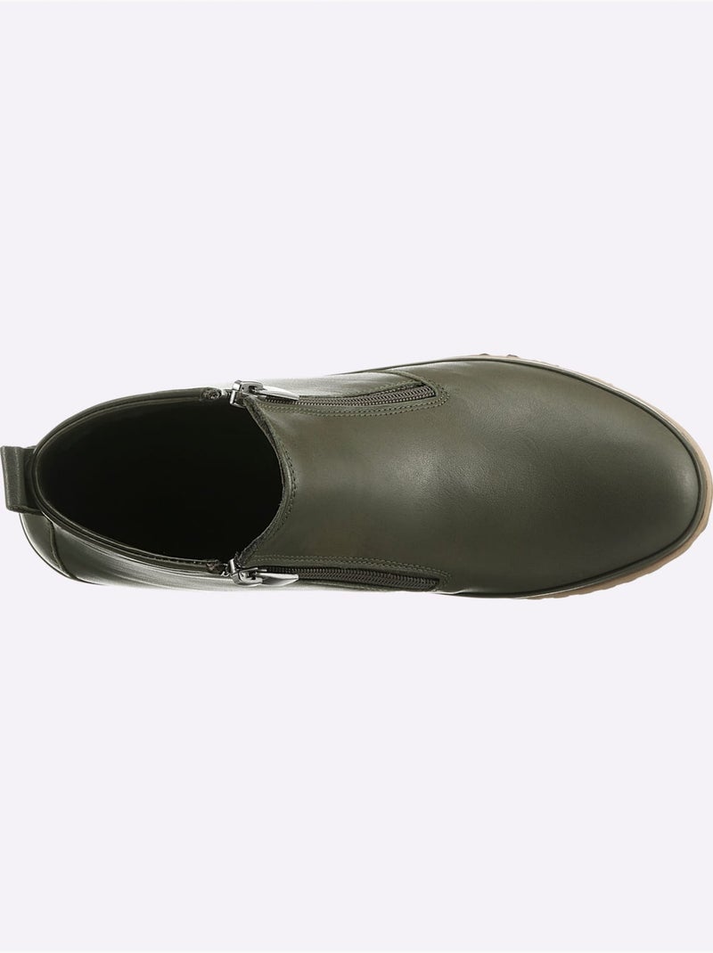 Bottine Courte Cuir Nappa De Vache - Taille Standard - Helline Vert olive - Kiabi
